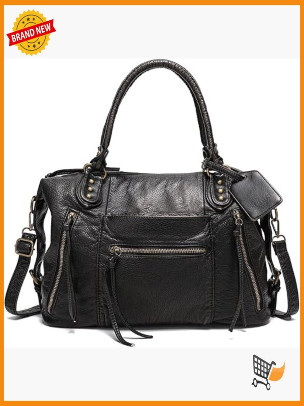 Vintage Y2K Large Vegan Leather Hobo Bag Crossbody Tote Shoulder Purse
